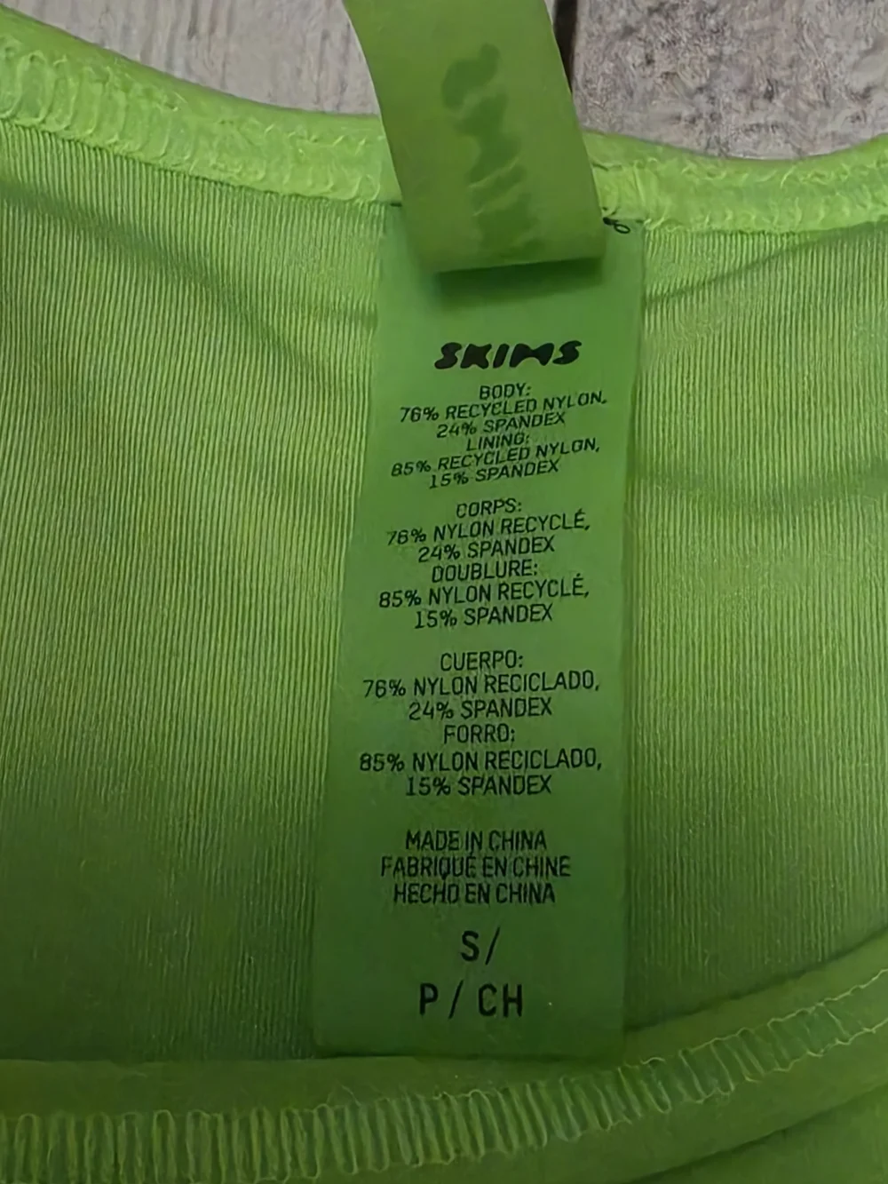 SKIMS Swim High Neck Racerback Bikini Top in Neon Green Size S